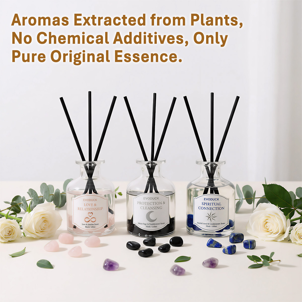 Home Fragrance London - น้ำมันหอมระเหยอโรมาเธอราพี 50 มล. น้ำมันไวท์เสจไร้เปลวไฟ พร้อมก้านไม้หอมปรับอากาศสำหรับตกแต่งบ้านและห้อง