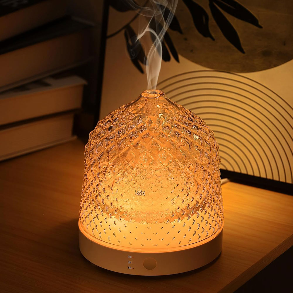 Home Fragrance And Diffuser - เครื่องกระจายกลิ่นอัลตราโซนิกแบบกระจกไฟฟ้า 200 มล. เครื่องกระจายกลิ่นหอมสำหรับโรงแรม พร้อมไฟ LED