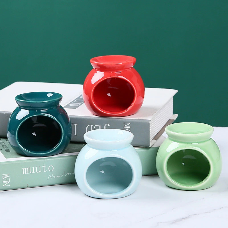 Home Fragrance Oils For Oil Burners - เตาเผาน้ำมันหอมระเหยพอร์ซเลน ที่วางเทียนขนาดเล็ก งานเซรามิกสีพื้น ของตกแต่งบ้าน ห้องนั่งเล่น