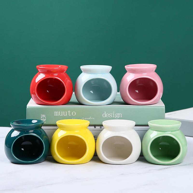 Home Fragrance Oils For Oil Burners - เตาเผาน้ำมันหอมระเหยพอร์ซเลน ที่วางเทียนขนาดเล็ก งานเซรามิกสีพื้น ของตกแต่งบ้าน ห้องนั่งเล่น
